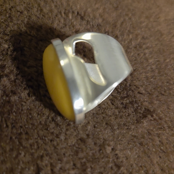 Vintage Jay King Yellow Cabochon Very Unique Sterling Silver 925 Ring  Jewelry - Picture 10 of 16